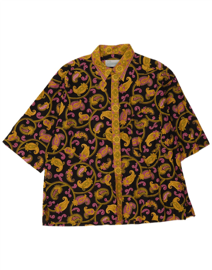 Vintage męska koszula z krótkim rękawem XL, czarna paisley