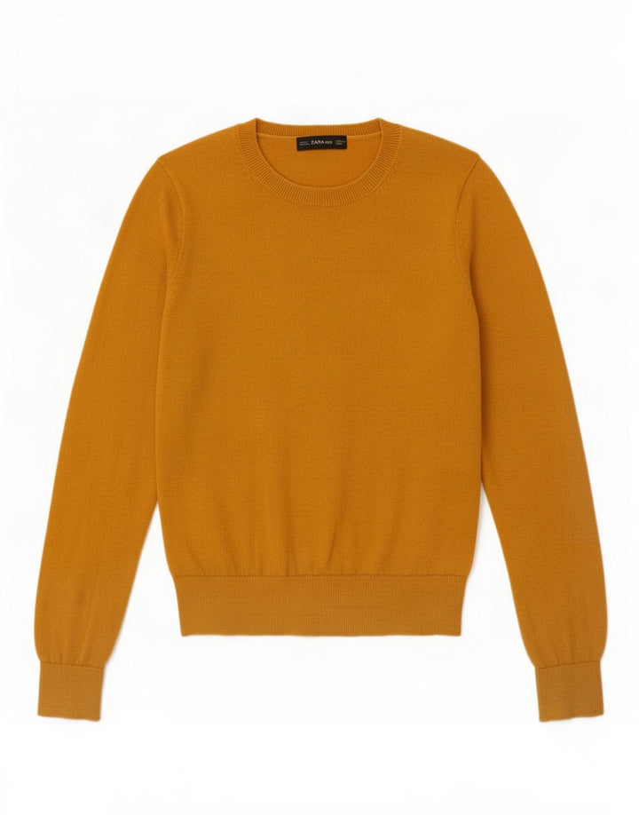 Damski sweter Zara z okrągłym dekoltem, UK 10, mały, żółty poliester