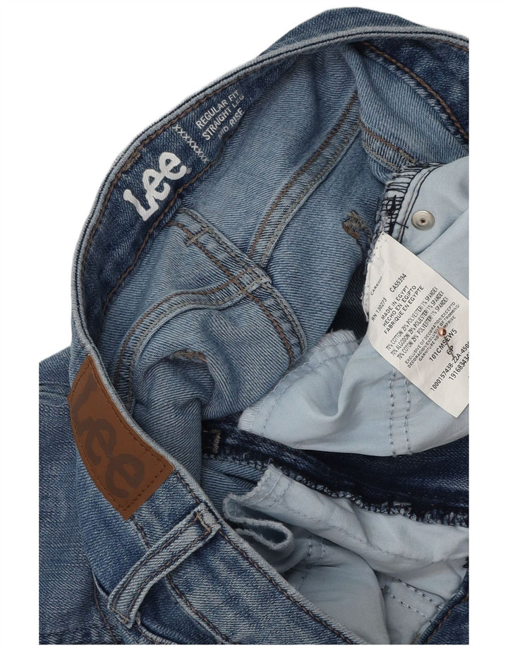 Damskie proste dżinsy LEE ze średnim stanem i regularnym krojem US 6 Medium W28 L26 niebieskie