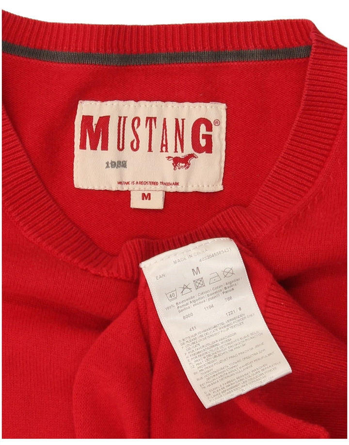 Męski sweter z okrągłym dekoltem Mustang, bawełniany, w kolorze średniej czerwieni