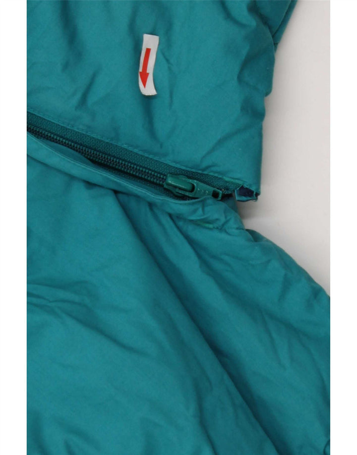 Vintage męska ocieplana kurtka UK 42 XL, niebieski poliester z blokami kolorów
