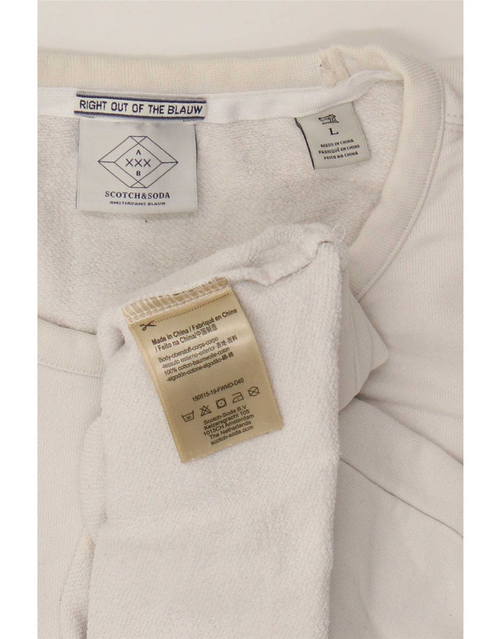 Męska bluza z grafiką Scotch & Soda, duża, biała, bawełniana