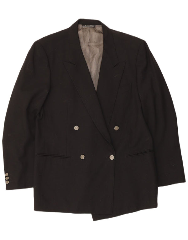 Reda Mens Double Breasted Blazer Jacket IT 50 Large Black Virgin Wool