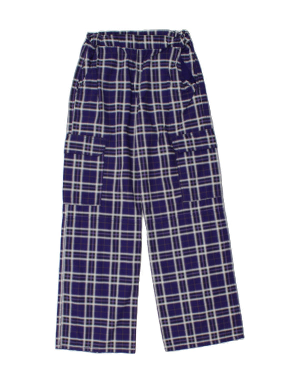 H&M Boys Straight Cargo Trousers 12-13 Years W28 L27 Blue Check