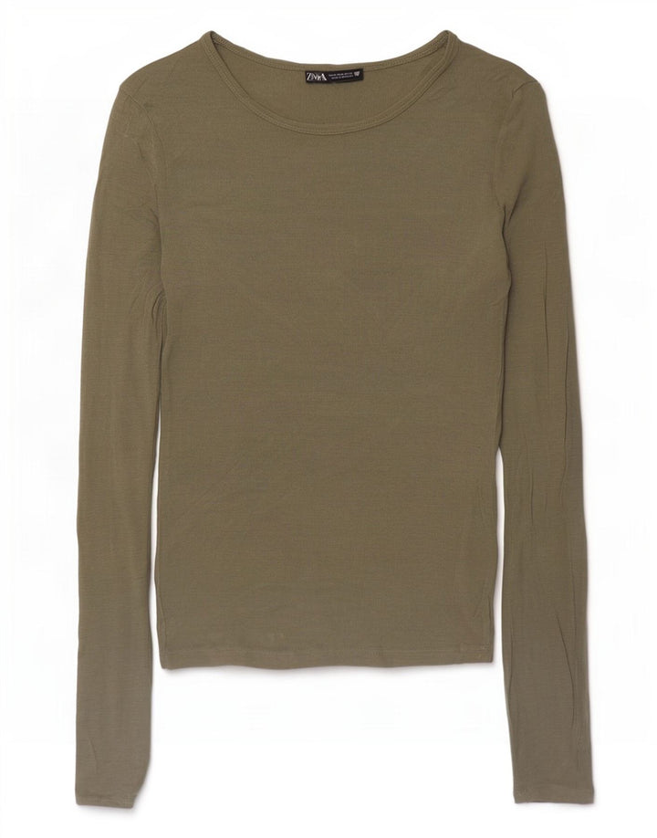 Damski top z długim rękawem Zara UK 12, średni khaki