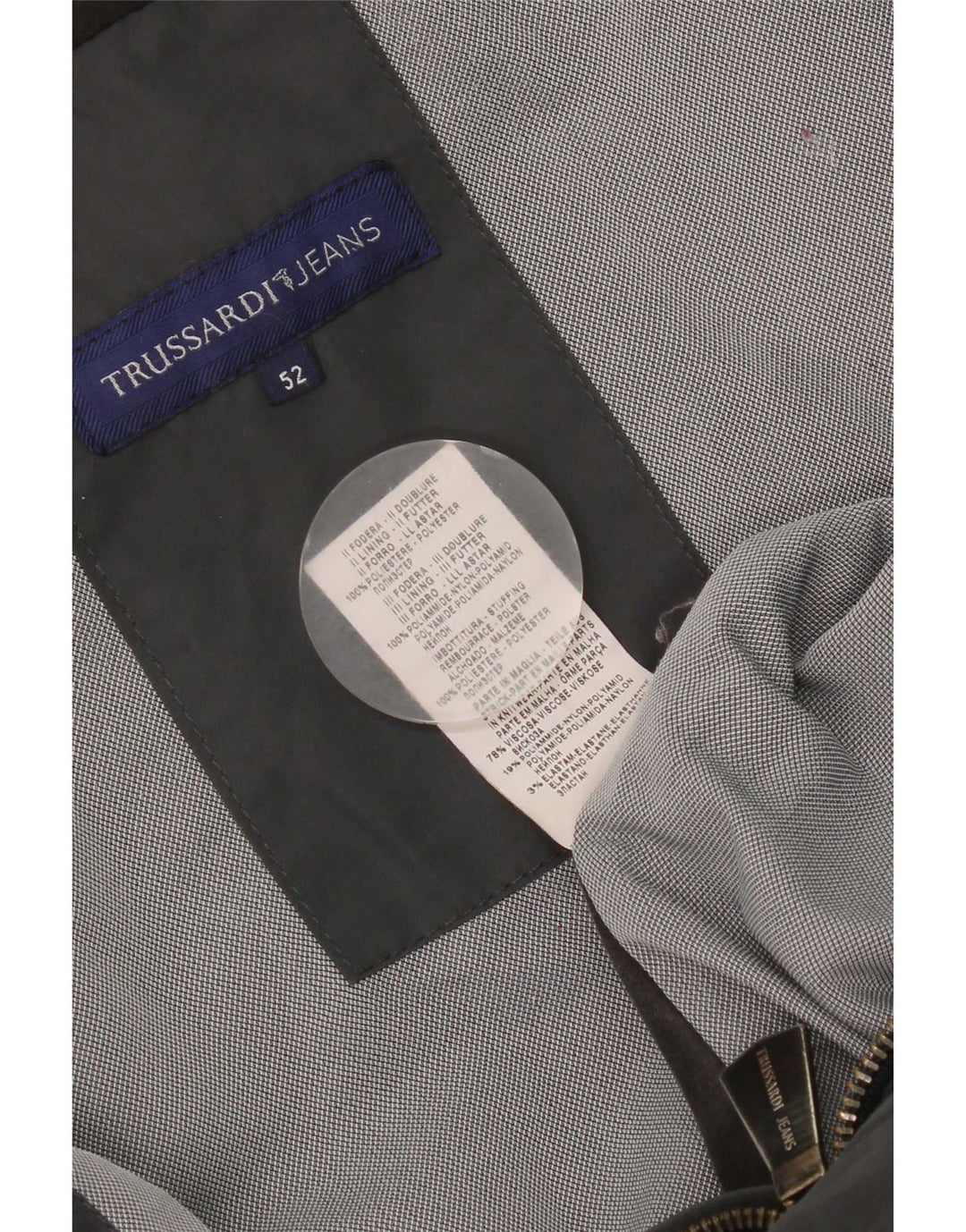 Męska ocieplana kurtka z kapturem Trussardi Jeans IT 52 XL Szary poliester