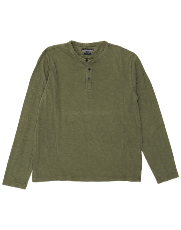 Tommy Hilfiger Męski top z długim rękawem XL, bawełniany khaki