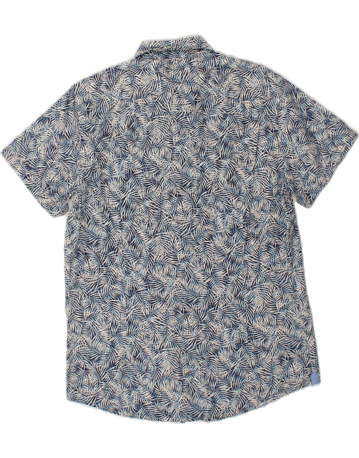 VINTAGE Mens Abstract Pattern Short Sleeve Shirt Large Blue Cotton Vintage Vintage and Second-Hand Vintage from Messina Hembry 