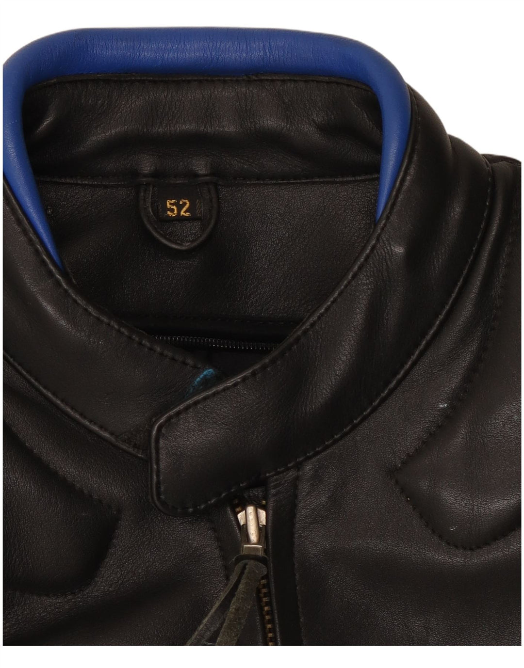 Męska skórzana kurtka racer VINTAGE IT 52 XL, czarna skóra z blokami kolorów