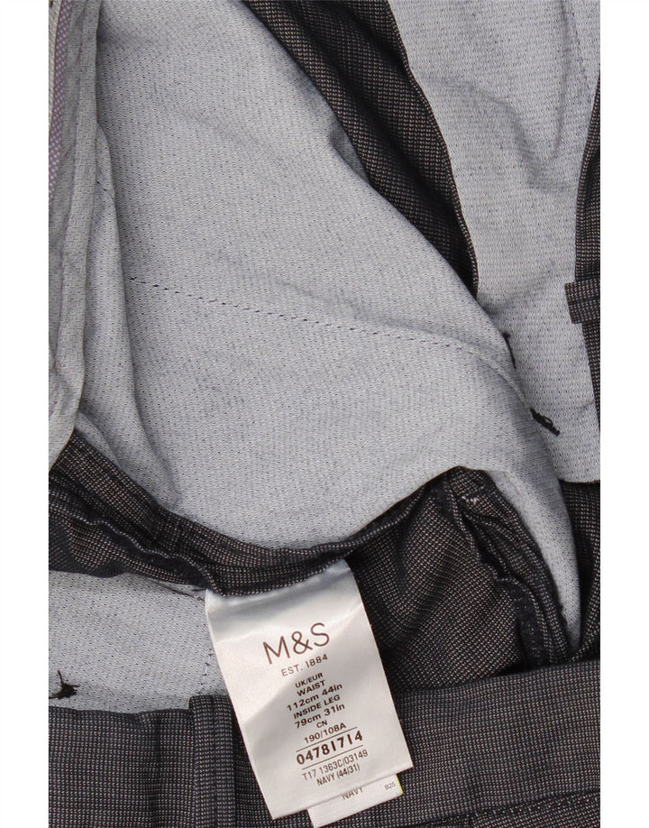 Marks & Spencer Męskie proste spodnie garniturowe W44 L31 Granatowe, bawełniane