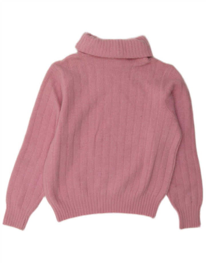 Sweter damski w stylu vintage z wywijanym dekoltem UK 14, średni róż