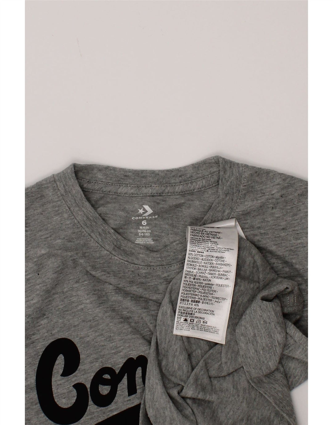 Converse Chłopięcy T-shirt z grafiką, 5-6 lat, średnioszary, bawełniany