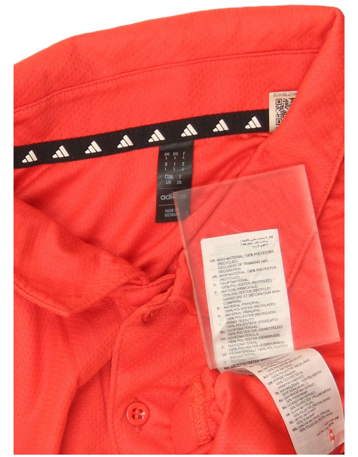 Męska koszulka polo Adidas, duża, czerwona, poliestrowa