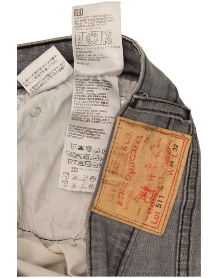 Męskie jeansy Levi's 511 Slim W34 L28 Szara bawełna