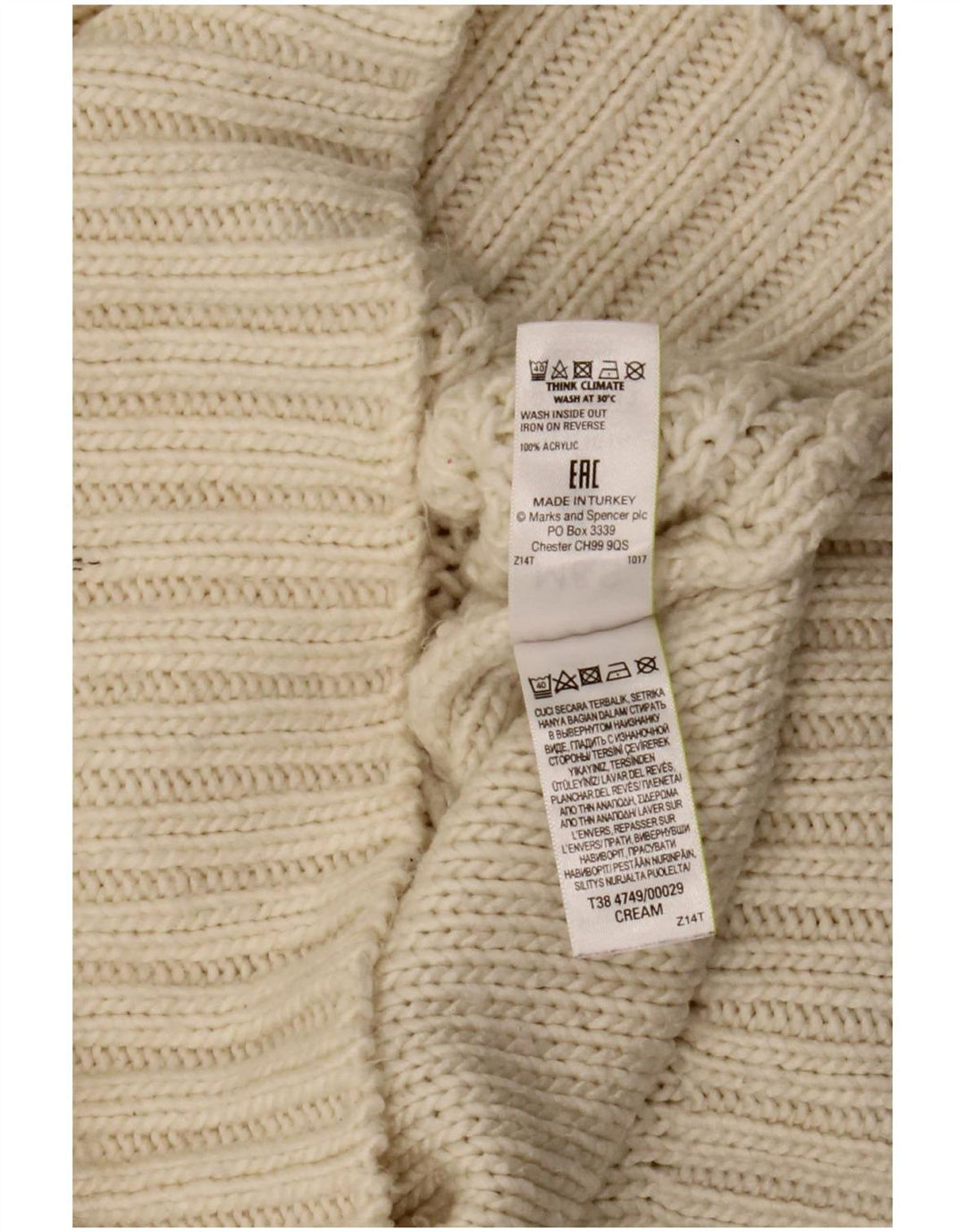 Marks & Spencer Damski sweter z golfem UK 16, duży w kolorze złamanej bieli