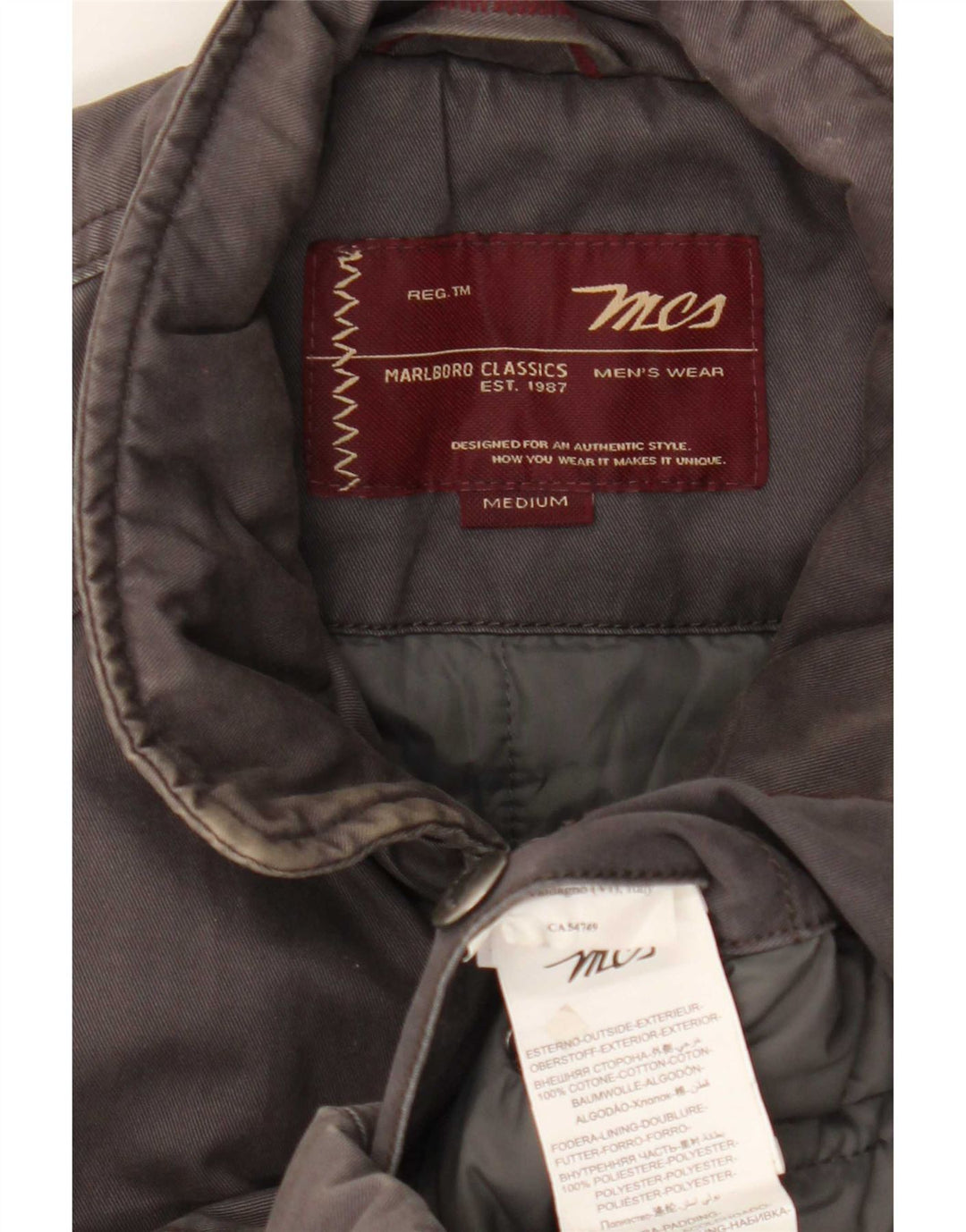 Męska kurtka wiatrówka Marlboro Classics UK 38 Medium Grey Cotton