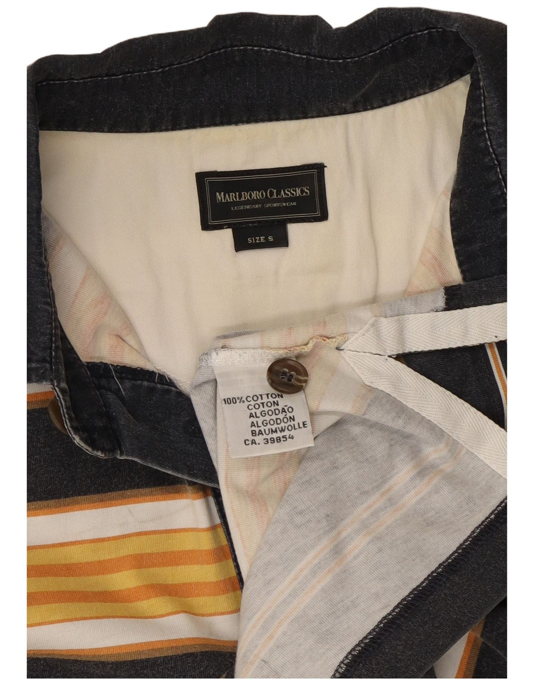 Męska koszulka polo Marlboro Classics, mała, żółta, bawełniana w paski