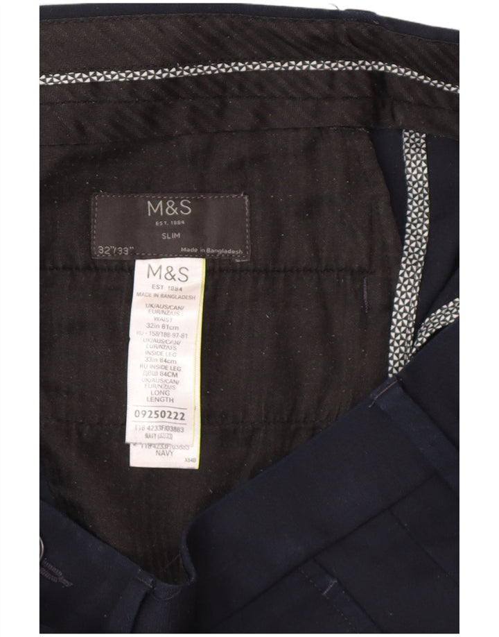 Męskie spodnie Chino Marks & Spencer W32 L30 Granatowy poliester