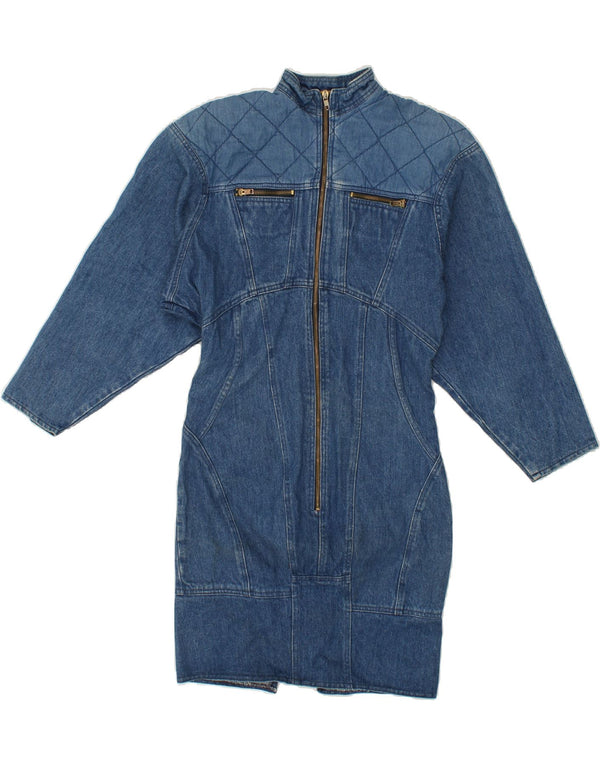 Damska sukienka dżinsowa z długim rękawem VINTAGE UK 8 Small Blue