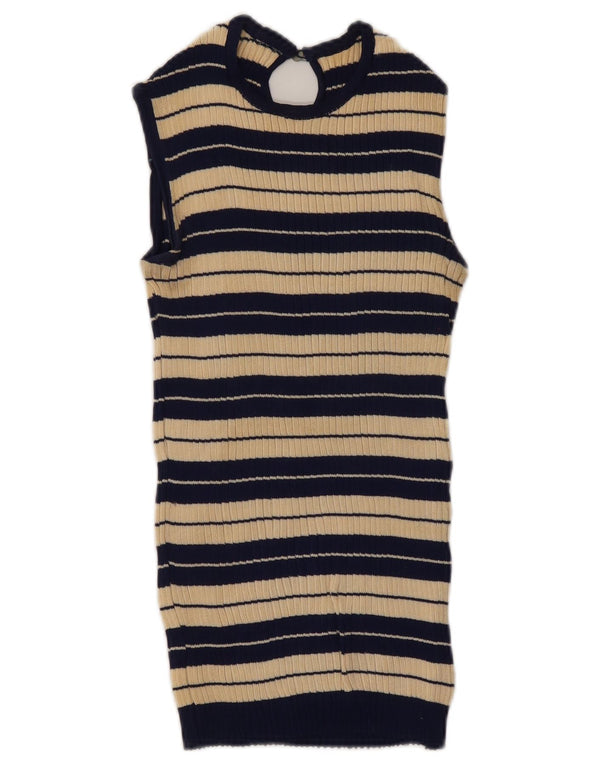 Vintage damski podkoszulek z kamizelką UK 18 XL w niebieskie paski