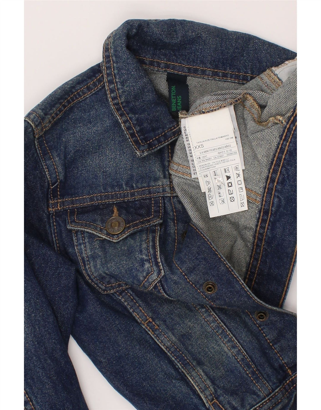 Kurtka jeansowa chłopięca Benetton 3-4 lata 2XS, niebieska, bawełniana