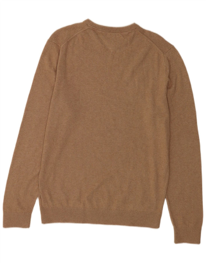 Męski sweter z okrągłym dekoltem Tommy Hilfiger Średni brązowy bawełniany