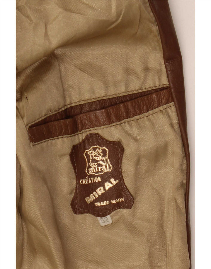 Męska kurtka skórzana vintage IT 52 XL w kolorze brązowym