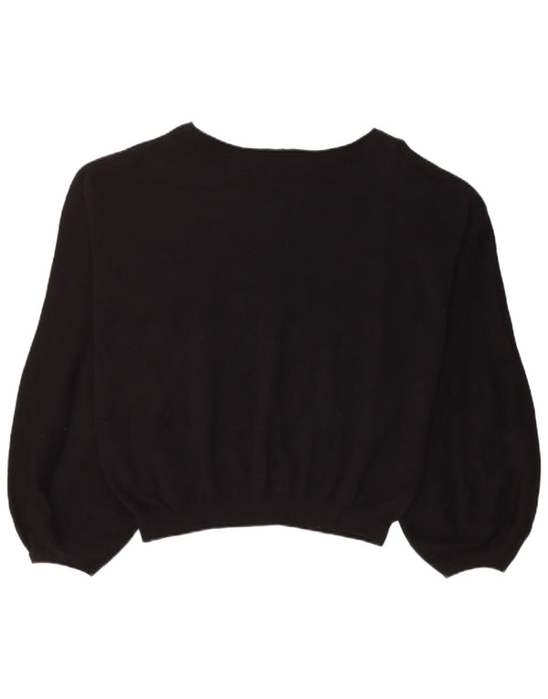 Damska bluza Armani Crop Graphic Jumper UK 18 XL Czarna bawełna
