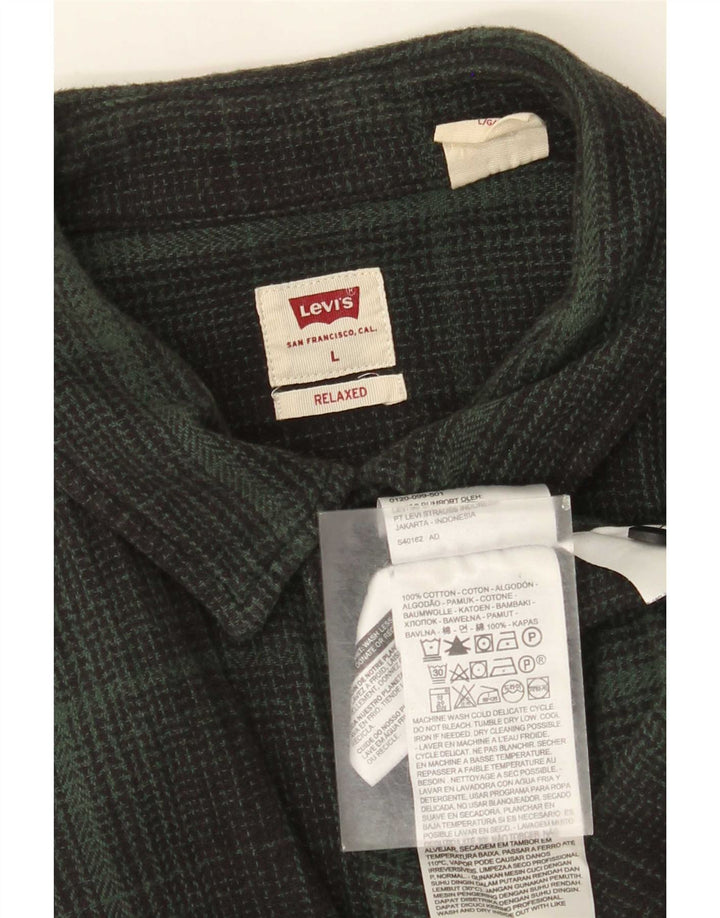 Męska koszula flanelowa Levi's o swobodnym kroju, duża, bawełniana w zieloną kratkę