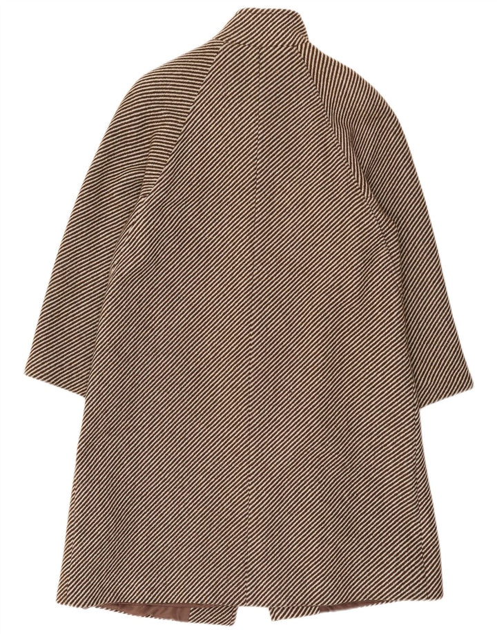 Vintage damski płaszcz UK 14 w średnie brązowe prążki