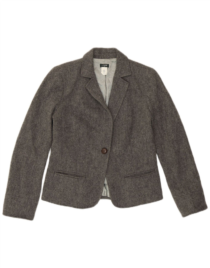 Damska marynarka J. Crew zapinana na 1 guzik US 4, mała, szara wełna w jodełkę