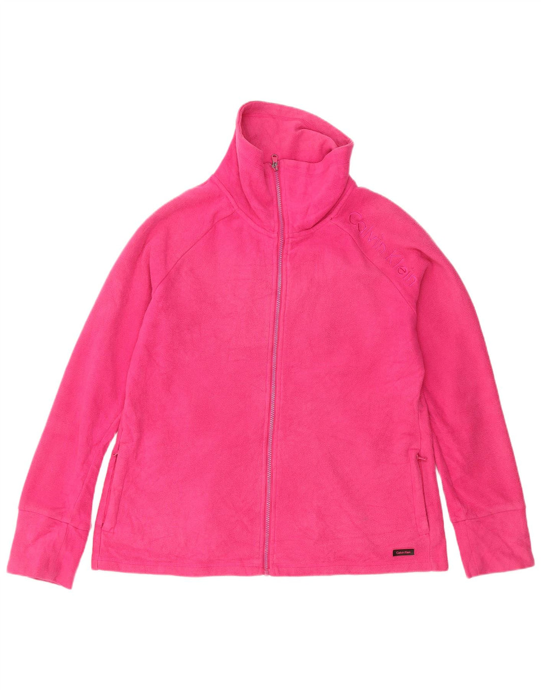Damska kurtka polarowa Calvin Klein Graphic UK 18 XL, różowa, poliestrowa