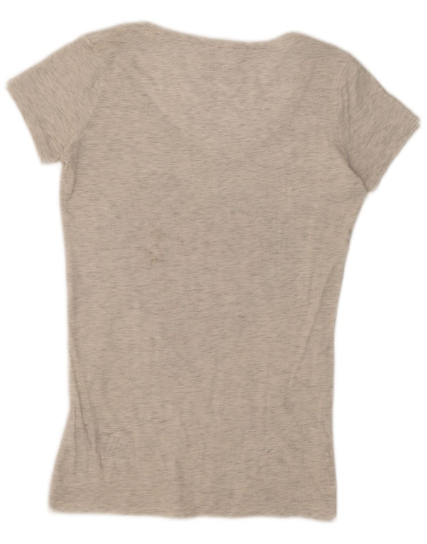 Guess Womens Graphic T-Shirt Top UK 8 Small Grey Flecked