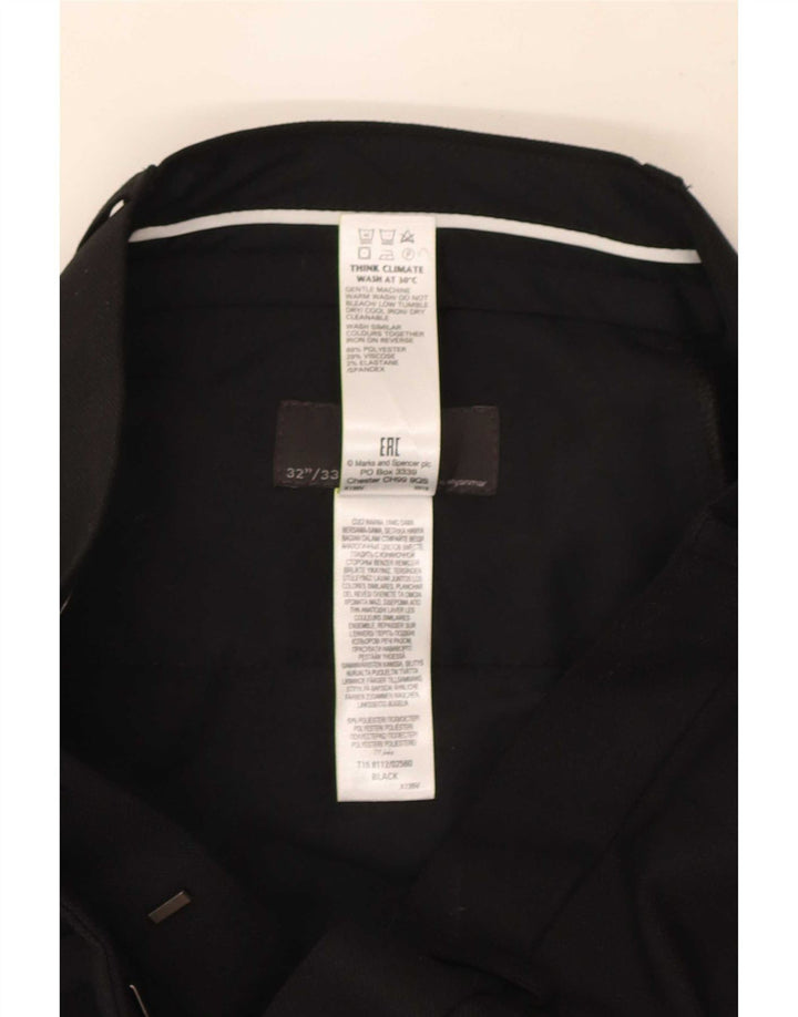 Marks & Spencer Męskie spodnie garniturowe slim fit W32 L33 Czarny poliester