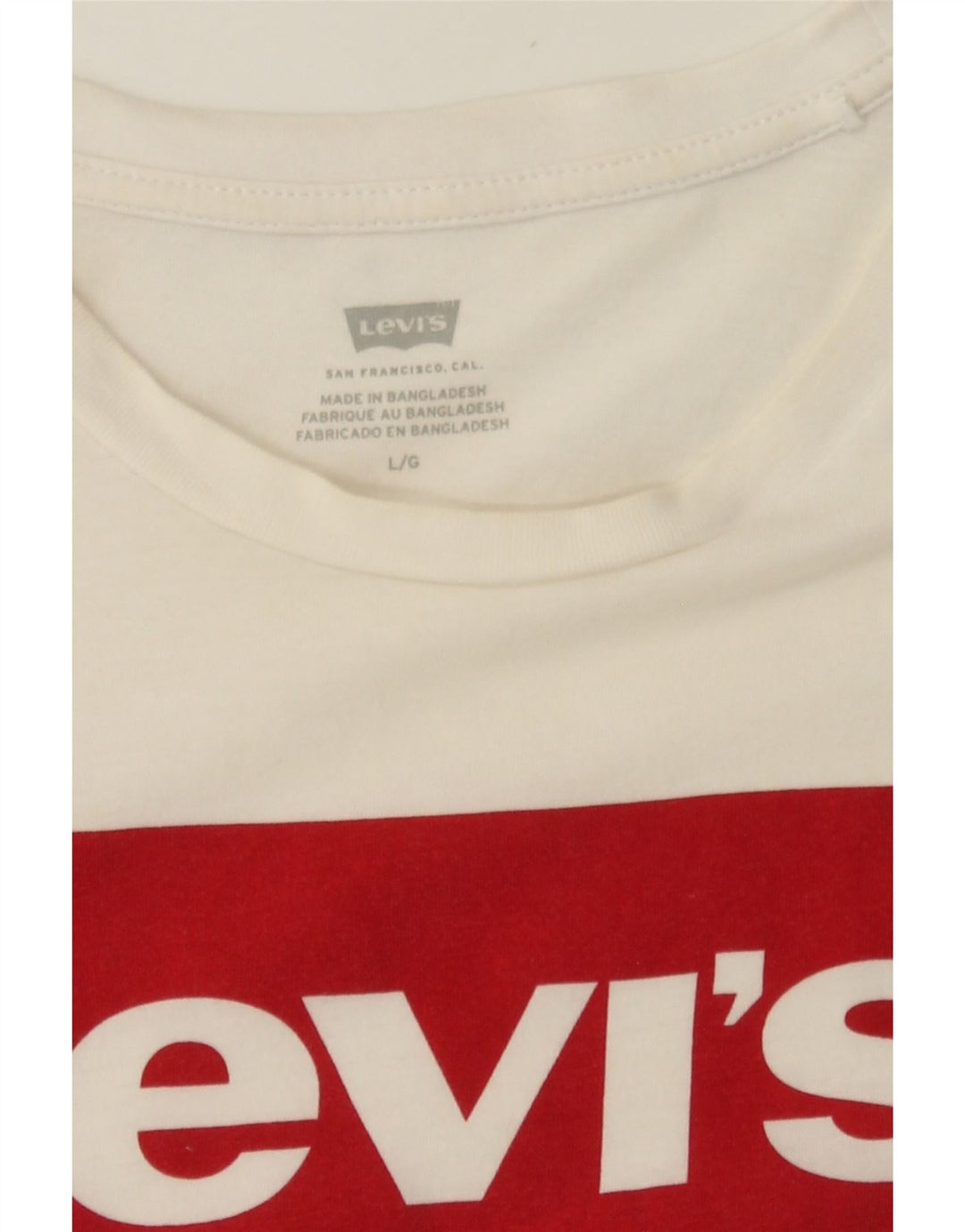 LEVI'S Womens Graphic T-Shirt Top UK 16 Large White Vintage Levi's and Second-Hand Levi's from Messina Hembry 