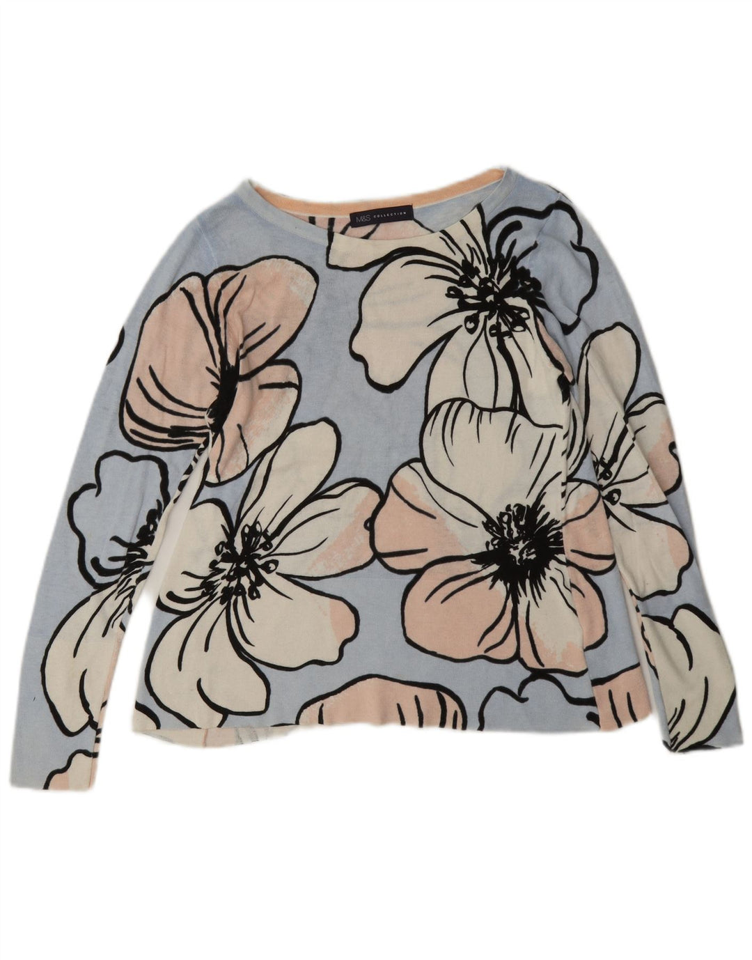 Bluzka damska Marks & Spencer UK 8, mała, niebieska, bawełniana w kwiaty