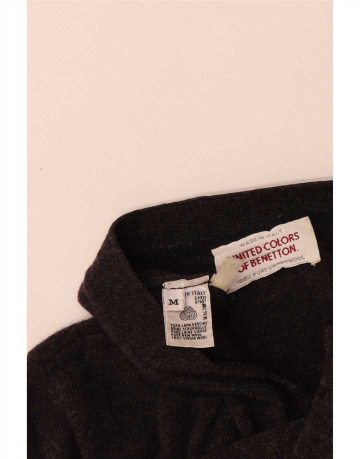 Męski sweter rozpinany Benetton Średni szary, nakrapiany dziewicza wełna