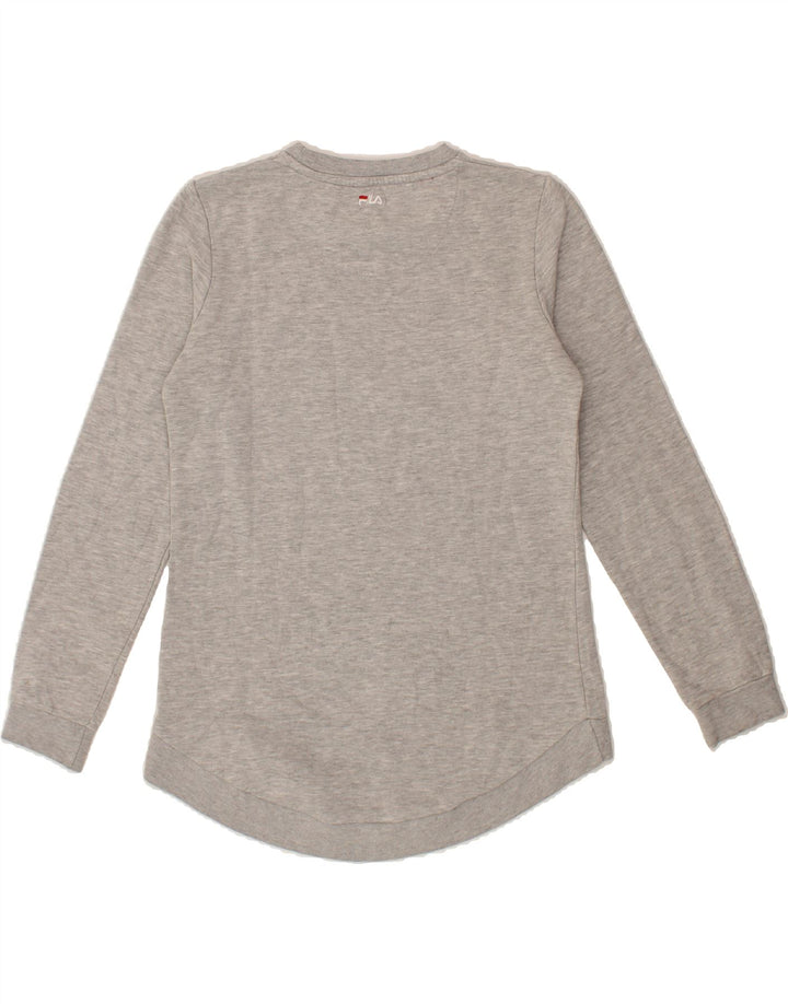 FILA Womens Graphic Sweatshirt Jumper UK 14 Medium Grey Cotton Vintage Fila and Second-Hand Fila from Messina Hembry 