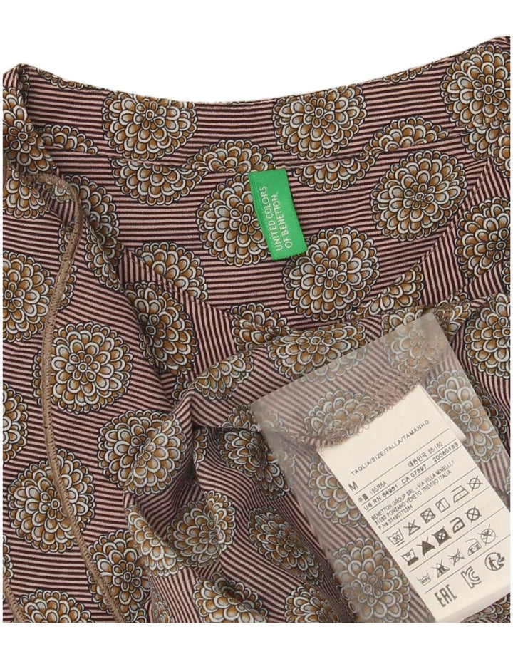 Damska bluzka z falbanką Benetton UK 14, średnioszara, w kwiaty