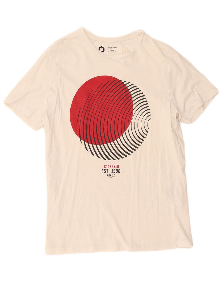 Męski T-shirt z grafiką Jack & Jones, duży, biały, bawełniany
