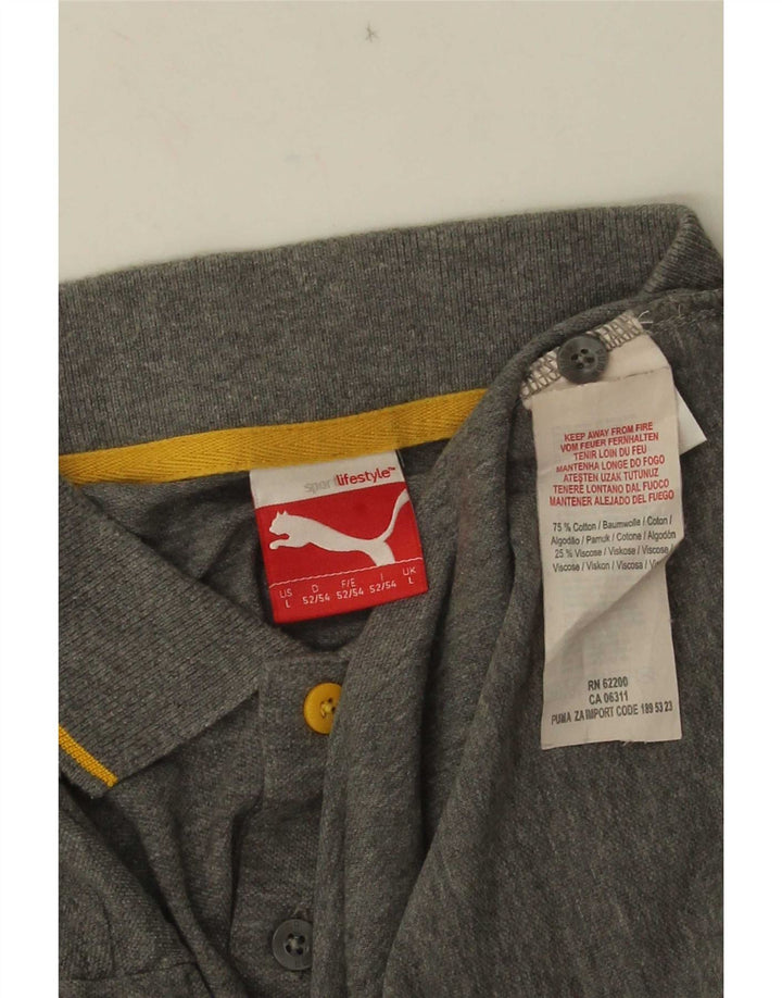 Męska koszulka polo Puma, duża, szara, bawełniana w paski