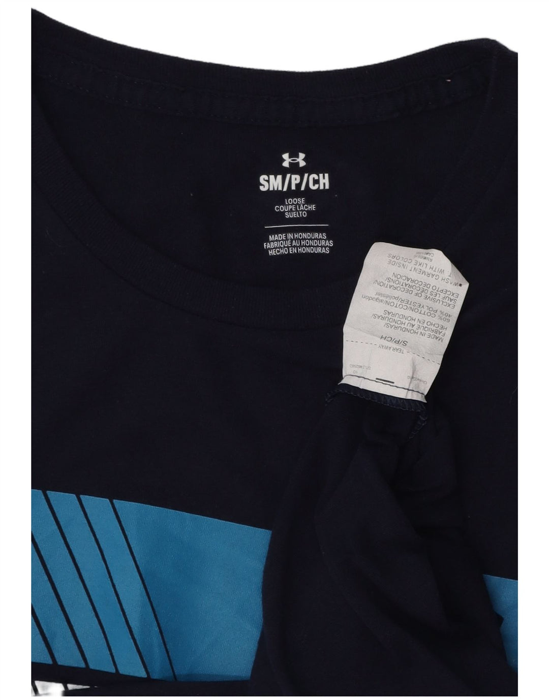 Męski T-shirt z grafiką UNDER ARMOUR, mały, granatowy, bawełniany