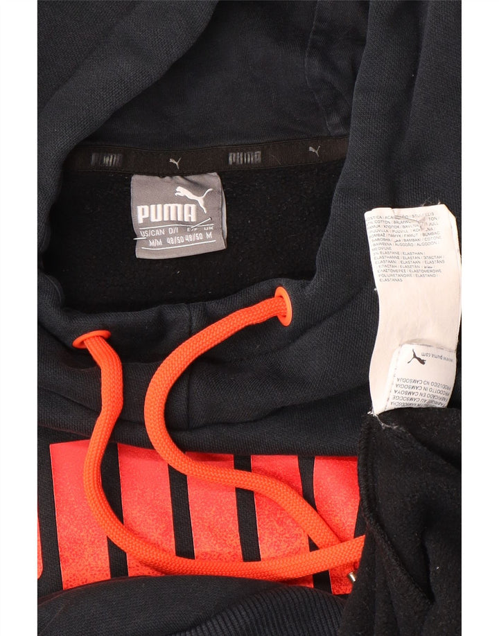 Męski sweter z kapturem Puma z grafiką, średni czarny, bawełniany