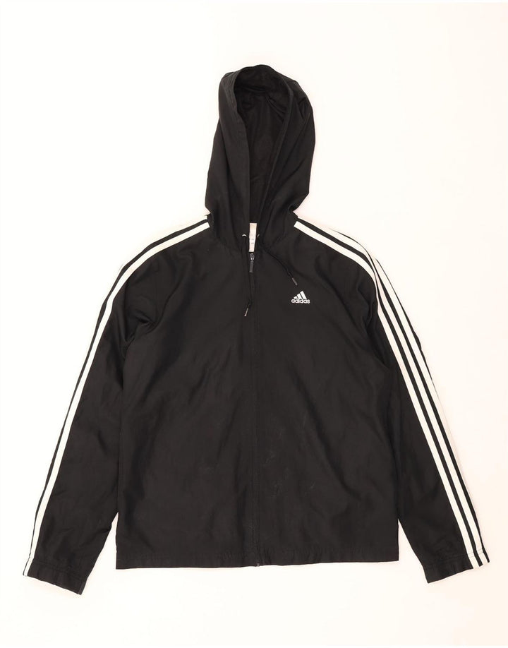Damska kurtka dresowa z kapturem Adidas UK 14, duża, czarna, poliestrowa