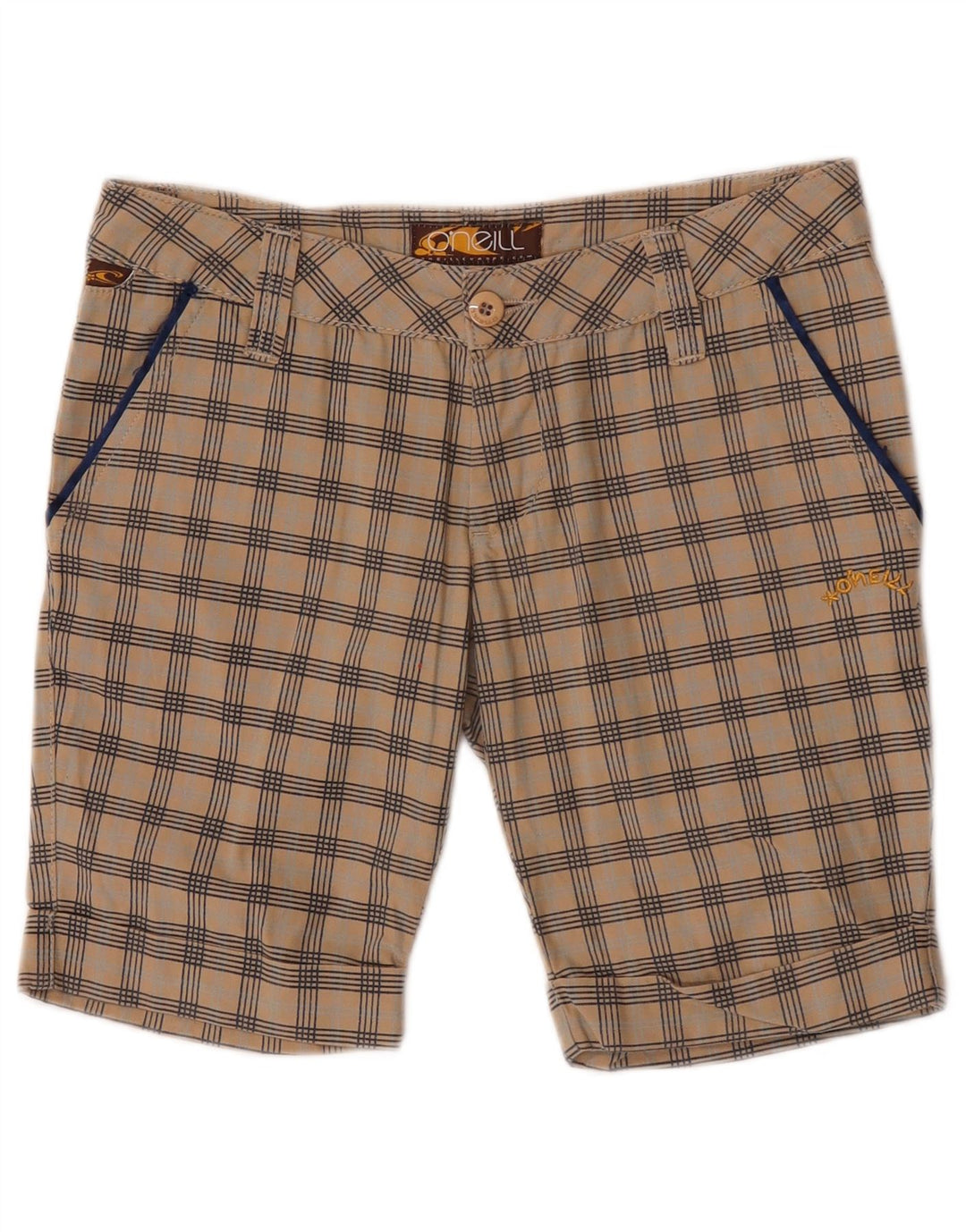 Damskie spodenki Chino O'Neill W27 w małą beżową kratkę, bawełniane