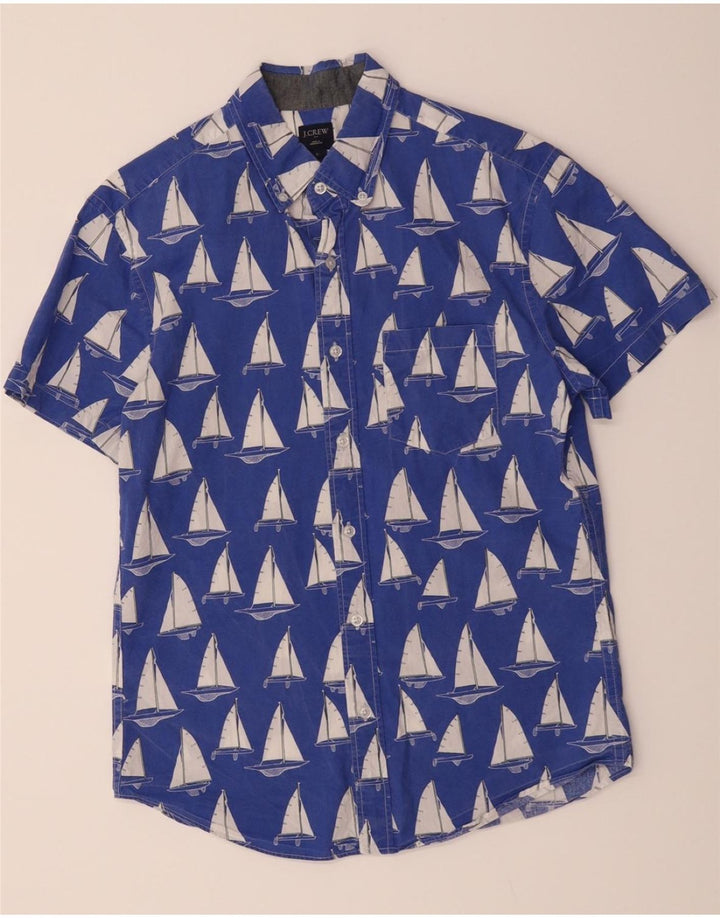 J. CREW Mens Abstract Pattern Short Sleeve Shirt Small Blue Cotton Vintage J. Crew and Second-Hand J. Crew from Messina Hembry 