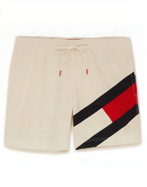 Męskie spodenki kąpielowe Tommy Hilfiger o dopasowanym kroju, małe, białe, z blokami kolorów