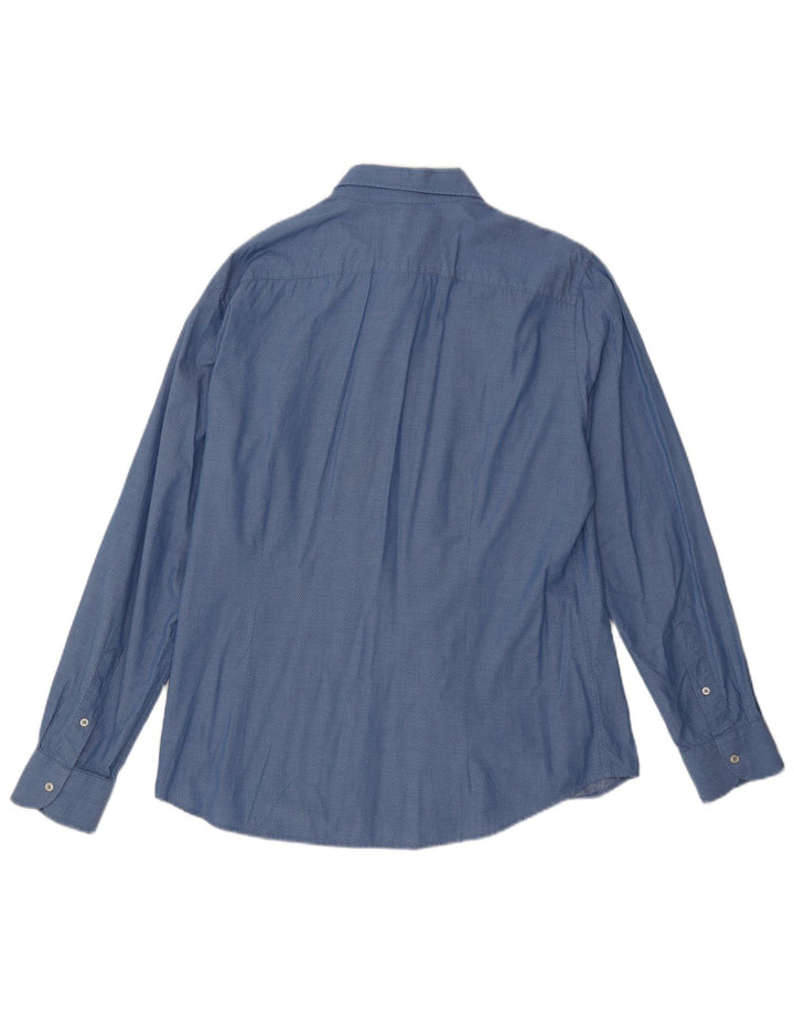 Koszula męska BENETTON XL, niebieska tkanina argyle/diamentowa bawełna