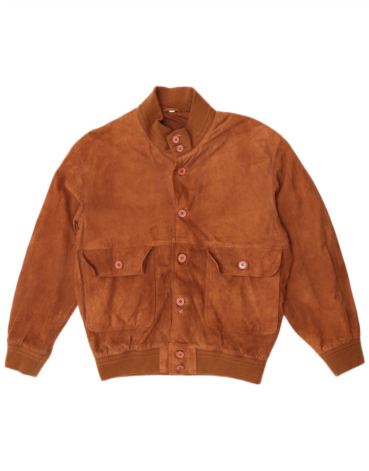 Vintage męska zamszowa kurtka bomber EU 52 XL brązowa skóra