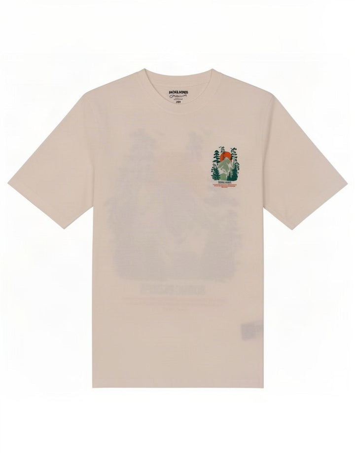 Męska koszulka z grafiką Jack & Jones, średnia, biała bawełna